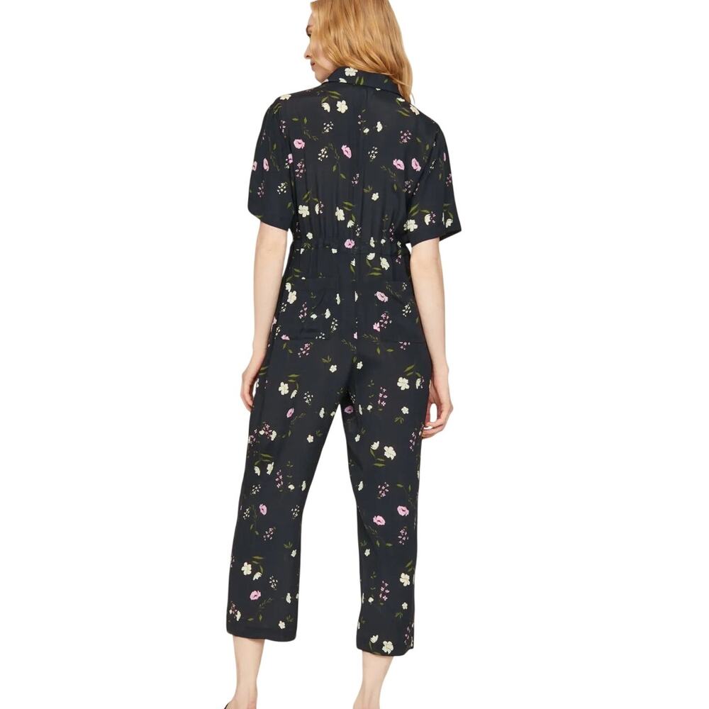 THAKOON COLLECTION x RTR Womens Collared Jumpsuit Navy Floral Size 6 - Picture 2 of 9